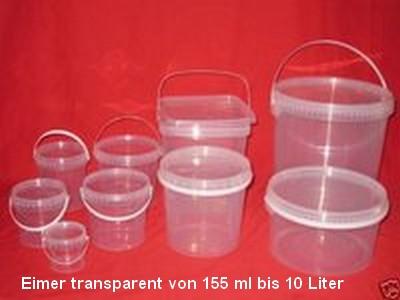 Eimer transparent mit Deckel 155 ml bis 10 Liter, Kunststoffverpackungen  auf EUROPAGES. - Europages