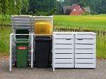 Mülltonnenbox / Mülltonnenverkleidung aus Holz & Edelstahl