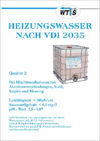 1000L Heizungswasser nach VDI 2035 für Mischinstallationen mit Aluminiumverbindungen, Stahl, Kupfer und Messing